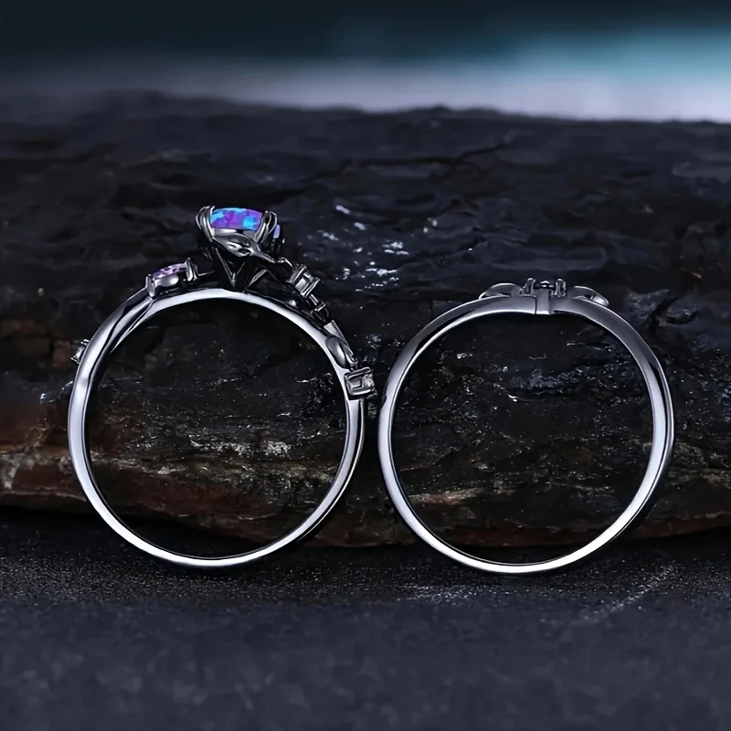 أنيقة وفاخرة الاصطناعية أوبال فاين ليف المشاركة خاتم الزواج مجوهرات الزفاف الإكسسوار هدية عيد الحب