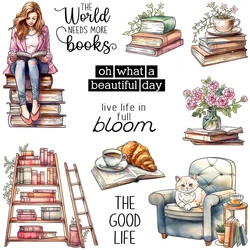 Mangocraft Soft Home And Reading Girl Cutting Dies Clear Stamp DIY Scrapbooking Metal Dies Silicone Stamp Cards Albums Decor