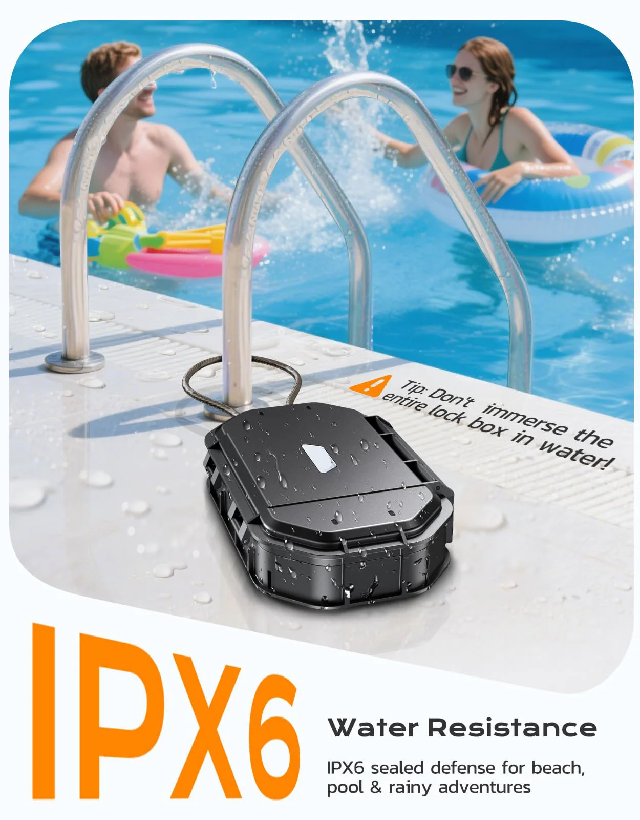 Travel Safe Lock Box Waterproof 4-Digit Combination Anti-Theft Personal Beach Safe with Removable Steel Cable Security Case