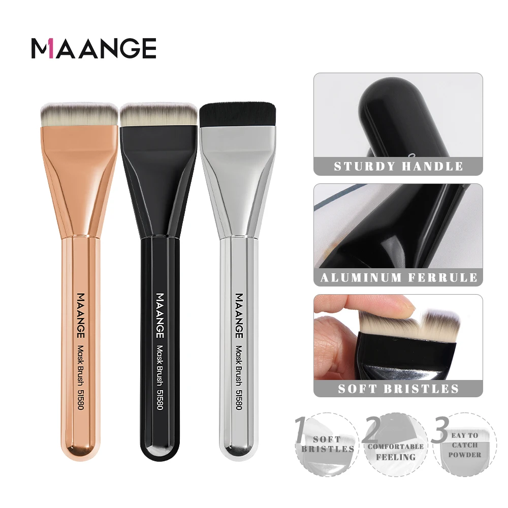 MAANGE 3PCS Ultra Thin Foundation Brush Face Contour Brush Flat Contour Brush Blending Liquid Cream Loose Powder Makeup Brushes