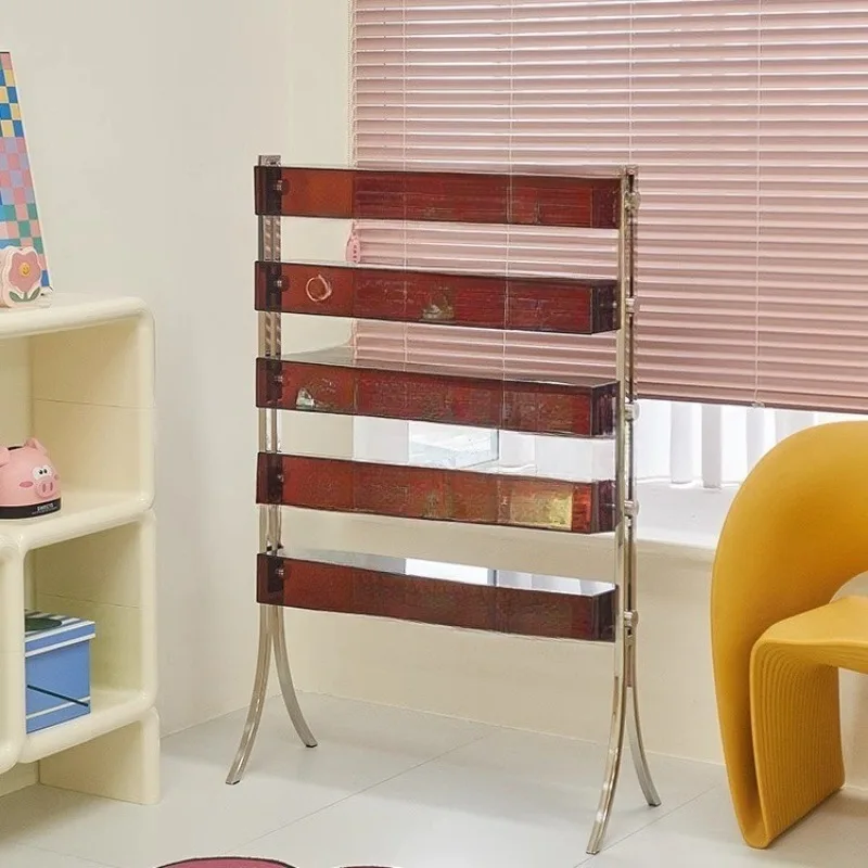 Acrylic storage rack Home living room Creative cup shelf Multi-layer floor bookshelf Magazine figure display stand