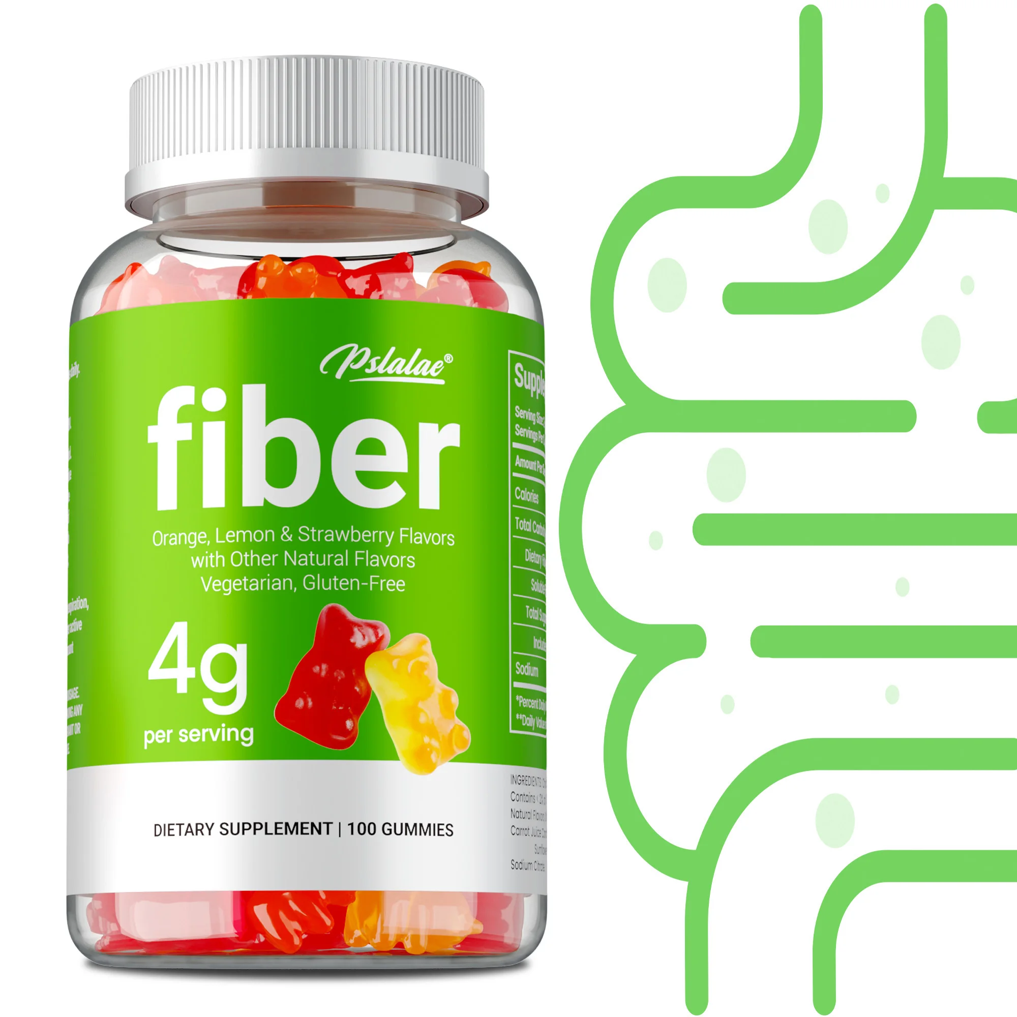 

Fiber Gummies 4g - For Gut Flora Health, Helps with Digestion and Intestinal Health, Supports Overall Health and Immunity