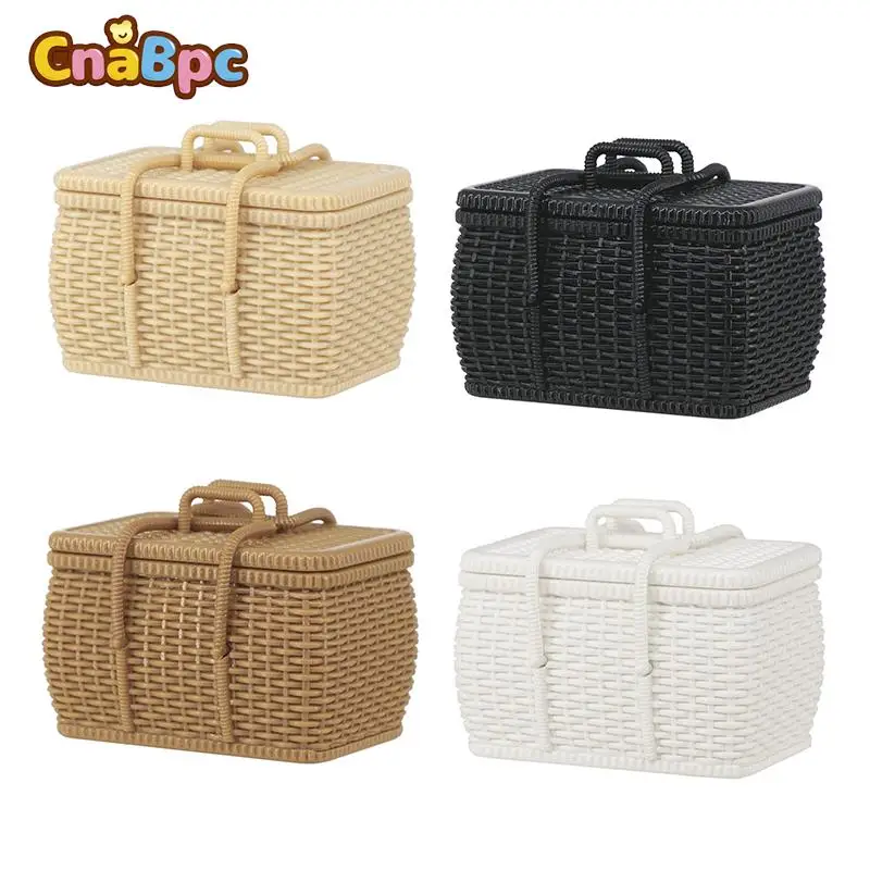 1:12 Dollhouse Miniature Woven Food Storage Basket Picnic Basket Household Storage Basket Model Doll House Decor Toy Accessories