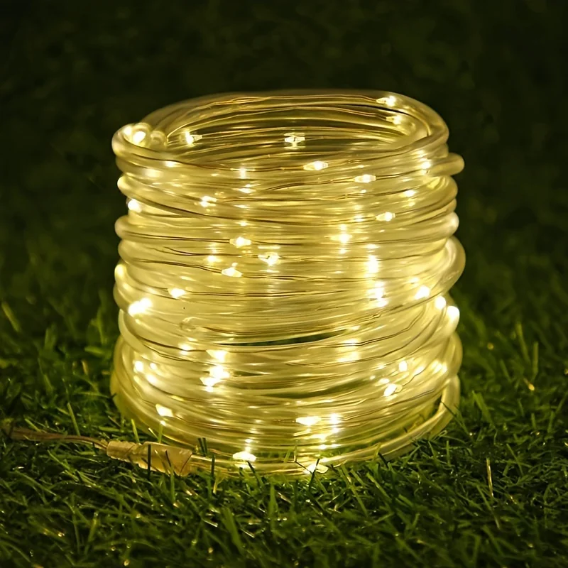 

50/100/200/300 LED Solar-Powered Tube Lights - 8 Modes, Color Options, Durable PVC -Suitable for Patio, Garden, Holiday Ambiance