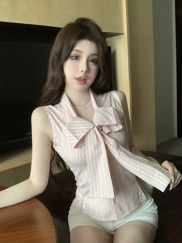 

Pure Desire Sweet Spicy Girl Knot Polka Dot Svel irt Women Summer Sexy Personali Slimming ort Top