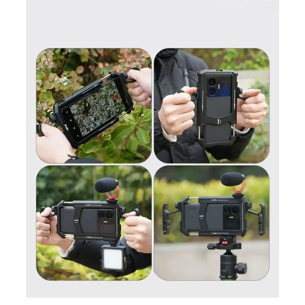 Uniwersalny smartfon Metalowa klatka Uchwyty do wideo Stabilizator Vlogging Transmisja na żywo Zestaw uchwytów do telefonu komórkowego Wideomaker