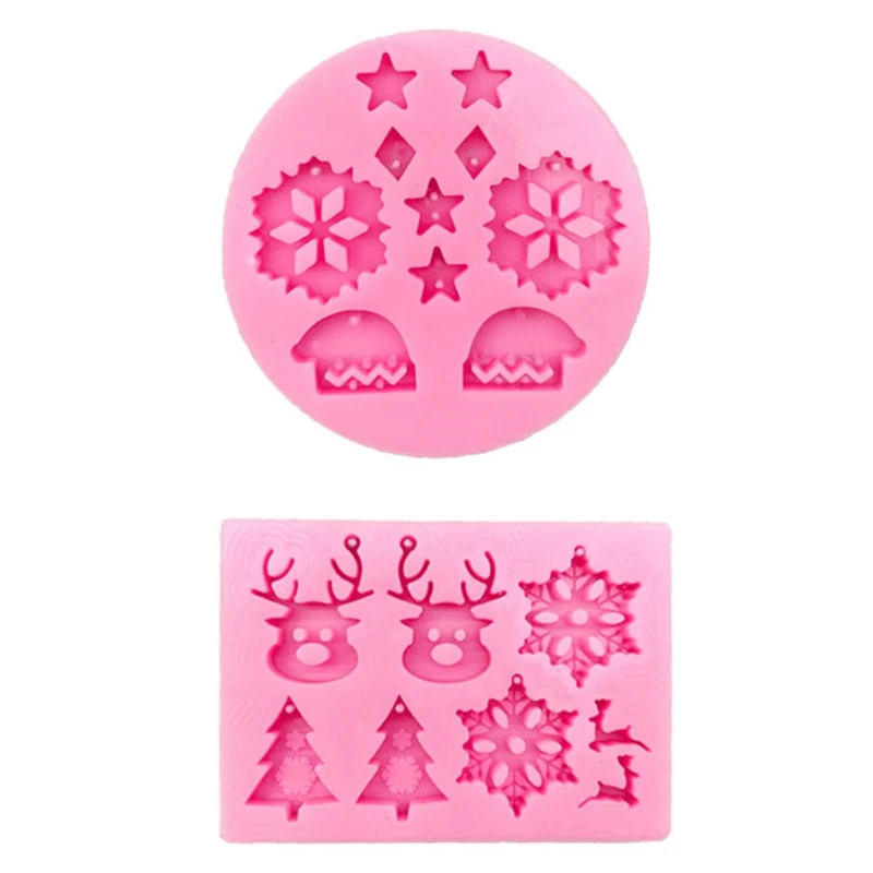 YUYU Christmas Tree Snowflakes Earrings Epoxy Resin Mold Necklace Pendants Silicone Mould DIY Crafts Jewelry Ornaments Casting