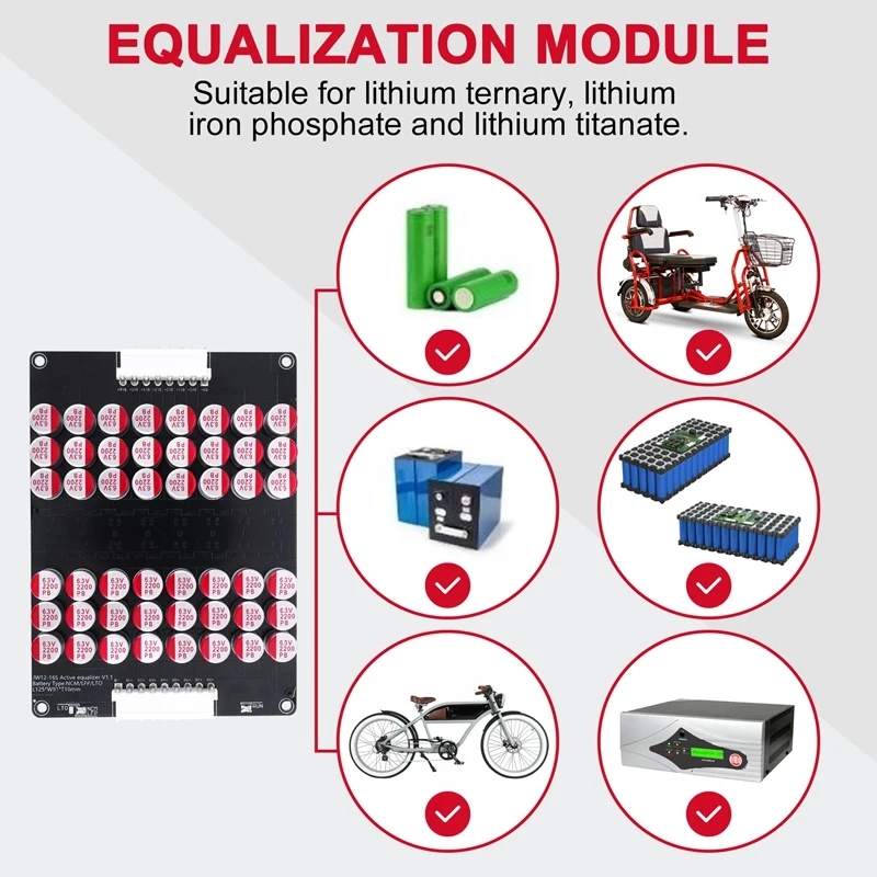 12S 13S 14S 15S 16S Active Equalizer Balancer Lifepo4 Lipo LTO Battery Energy Equalization Capacitor BMS Board