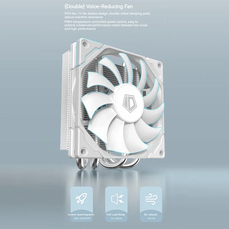 ID-COOLING IS-40X 4 Heat Pipes Down-pressure CPU Air-cooling Cooler 45MM High 9CM Fan for LGA1200/1700/AM4/5 ITX Chassis