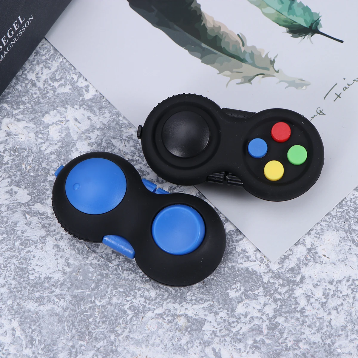 2 uds Gamepad Fidget negro azul antideslizante esmerilado ligero almohadilla para aliviar el estrés Rocker Roll Click masaje sensorial mano