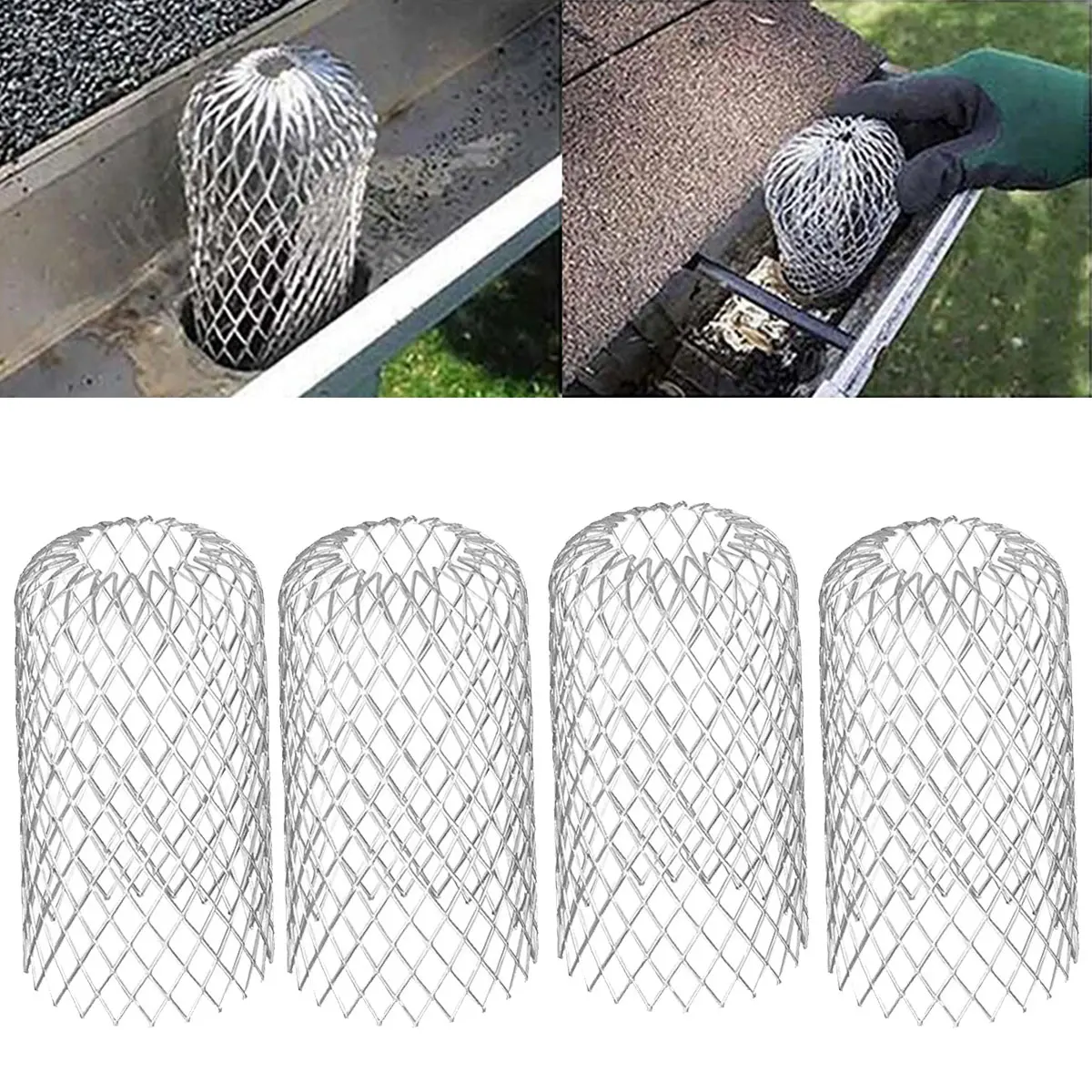 

4 PCS Roof Gutter Guard Filters Outdoors Terrace Expand Aluminum Filter Strainer Tops Blockage Leaf Drains Debris Net Cover