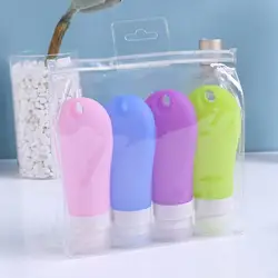 4Pcs 38/60/90ml Refillable Travel Bottle Silicone Storage Bottles Hanging Hole Lotion Shampoo Shower Gel Refillable Empty Bottle