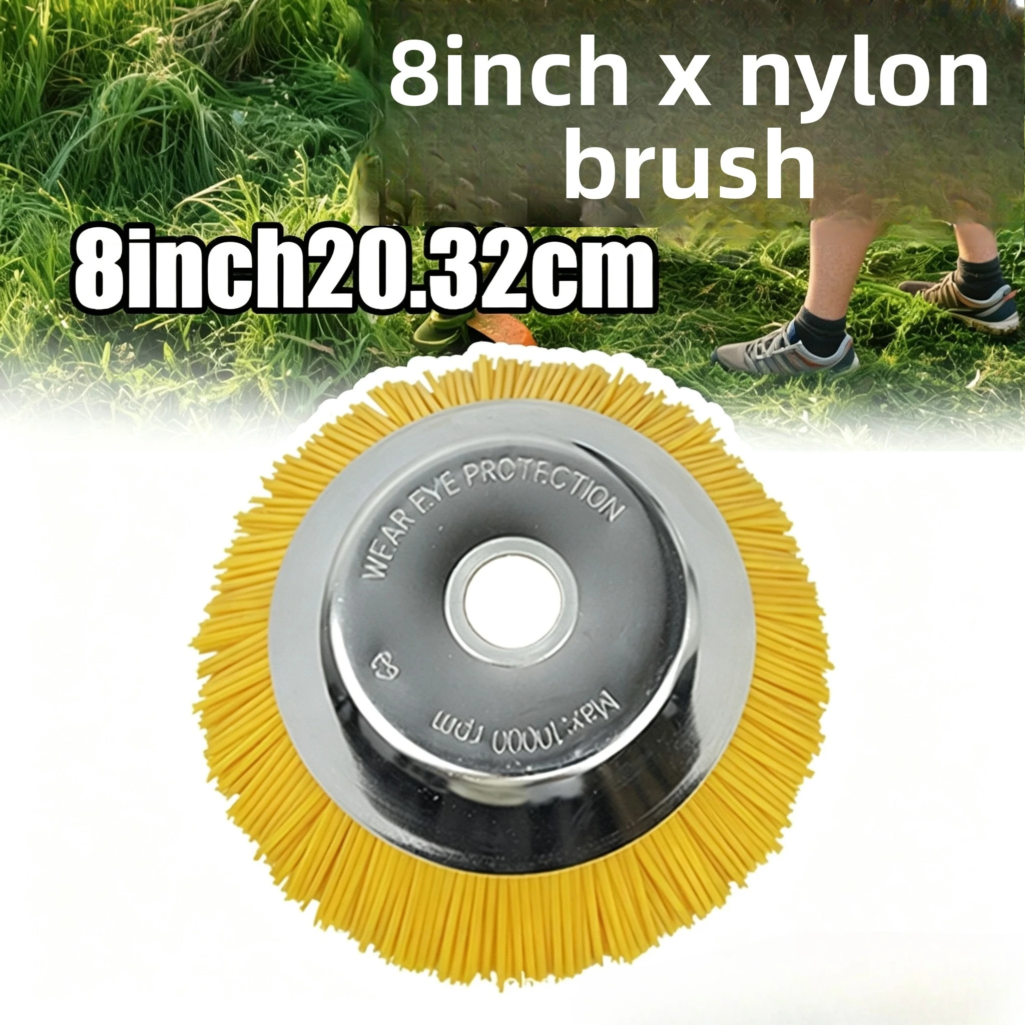 8 Inch Hardened Nylon Weeding Wheel Trimmer Head, Tile Moss Gap Cleaning Accessory for Brush Cutter