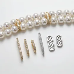 2PCS 14K Gold Plated Brass Mesh Spacer Inlaid Zircon Beads Jewelry Making Supplies DIY Material Accessories