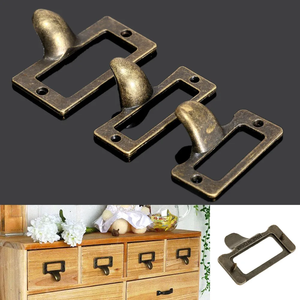 

6Pcs Metal Gift Box Handle Antique Zinc Alloy Label Handle Hardware Accessories Drawer Card Wooden Box Handle with Screw