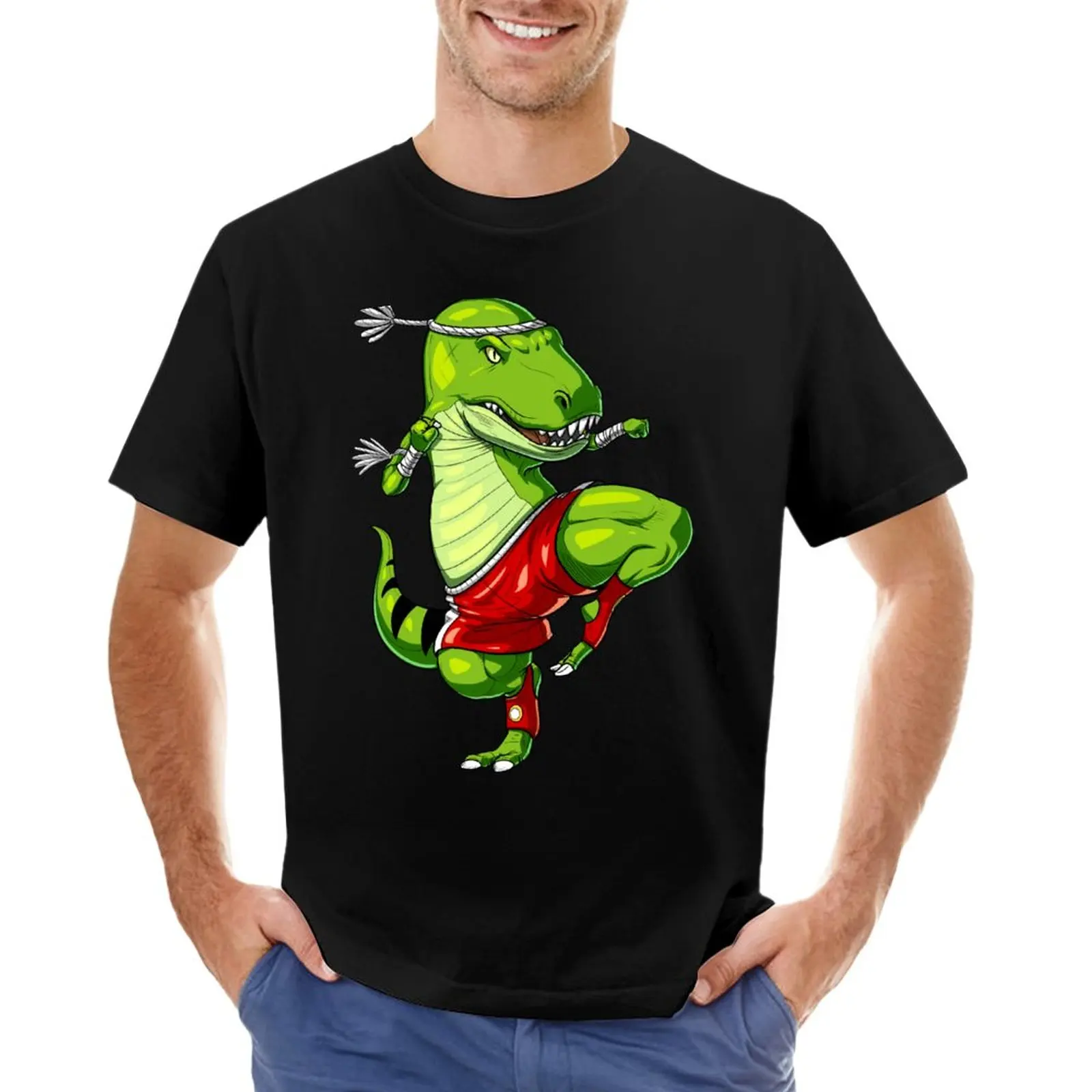 

Muay Thai T-Rex Dinosaur T-Shirt Short sleeve tee korean fashion boys whites funny t shirts for men