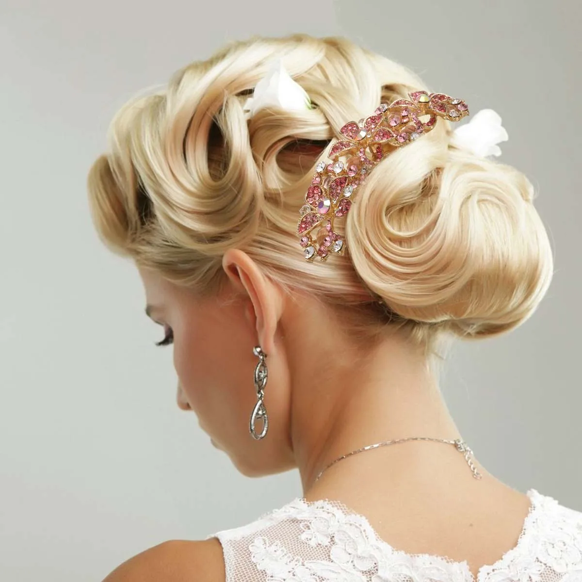 

Rhinestone Hair Comb Crystal Pink Stylish Elegant Hairpin Wedding Party Women Headpiece Hair Comb Rhinestone Headdress