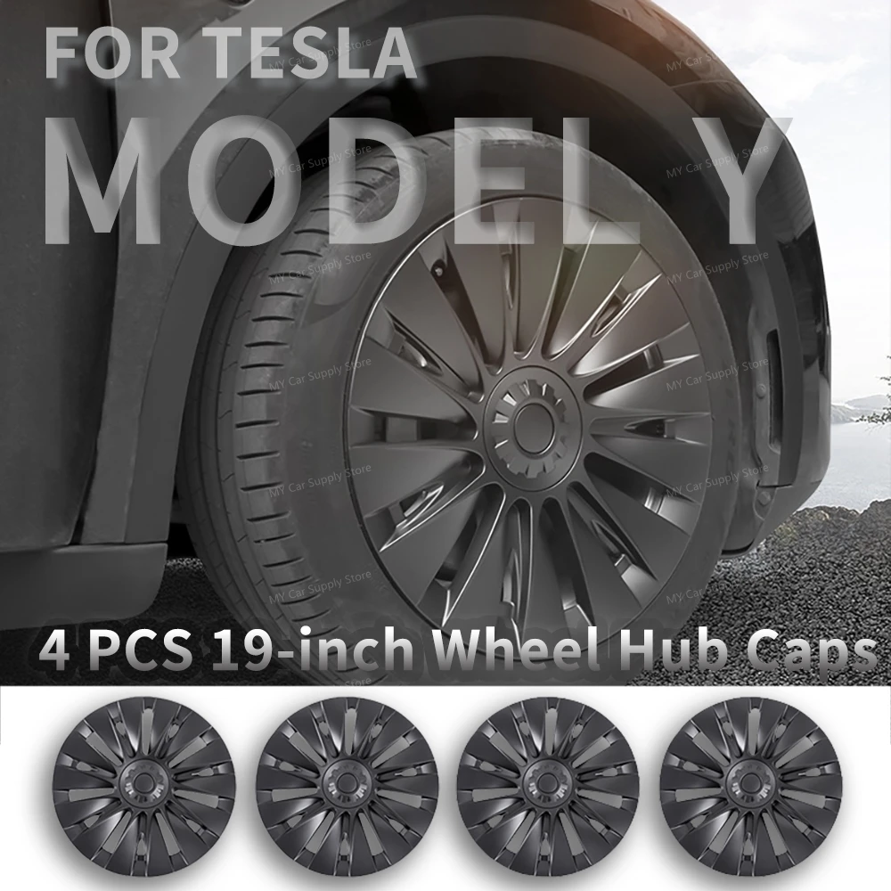 4PCS 19 Inch Hub Cap for Tesla Model Y Performance Replacement Wheel Cap Right&Left Full Rim Cover Automobile Accessories