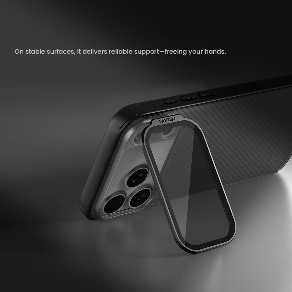 NILLKIN Magnetic Case For iPhone 18 Pro/18 Pro Max, Slide Camera Lens Cover with Hidden Stand, Aluminum Kickstand, Shock Proof