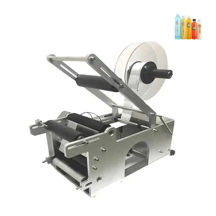 

Semi automatic roll labeling machine for plastic bottles roll sticker printer glass surface mini label machine