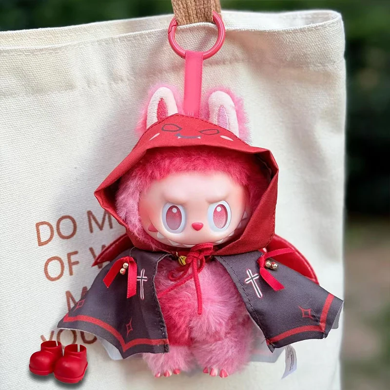 Ubranka dla lalek Labubu, anioł, czarny płaszcz demona, styl dyniowy na Halloween, ubrania do siedzenia, seria imprezowa, zabawki do gier, akcesoria na prezent.