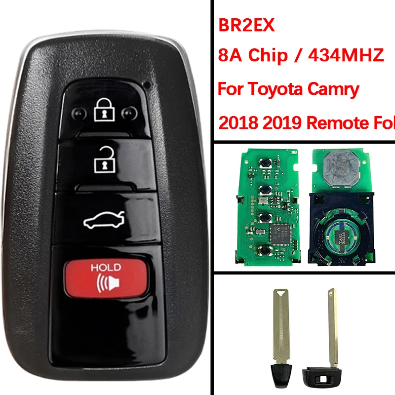 

CN007196 Aftermarket 4-кнопочный дистанционный смарт-брелок для автомобиля ASK 434 МГц 8A чип FCC 14FCC HYQ14FCC BR2EX для Toyota Camry 2018-2019