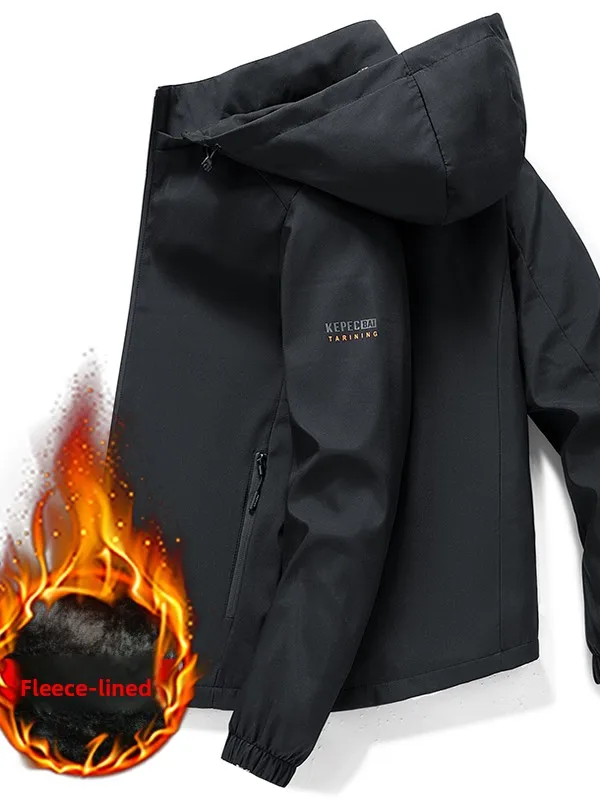 

Thiened Fce Hooded Jaet Men's Spring Autumn New American Outdoor Jaet Trendy Casual Windbreaker Coat