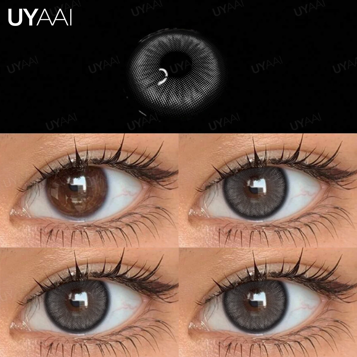 UYAAI 1 Paar graue Linsen, natürliche farbige Kontaktlinsen für Augen, koreanischer Stil, modische Linsen für Frauen, blaue Augenlinse, Farbkons