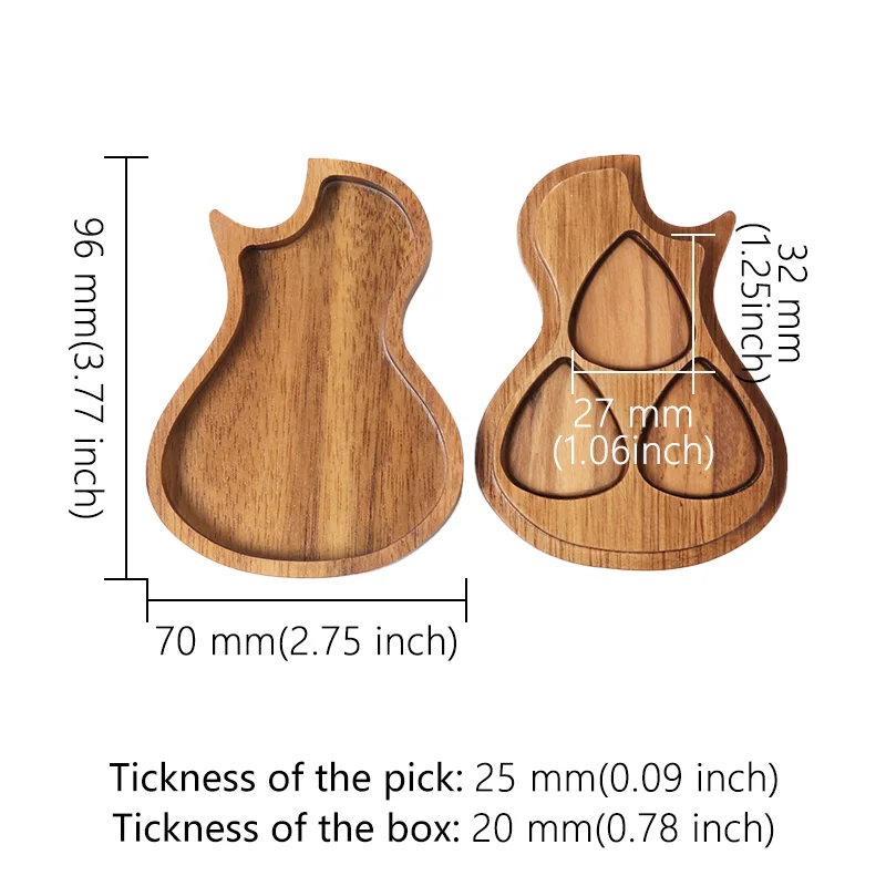 Guitar Pick Box Holder With 3 Pcs Wooden Guitar Picks Wooden Collector For Present Music Instrument Guitar Bass