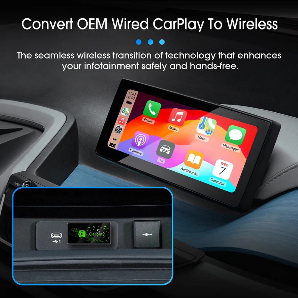 Adattatore Wireless Carplay Smart USB Dongle Plug and Play per Benz Havel Kia Volvo Audi MG VW Hyundai Jeep