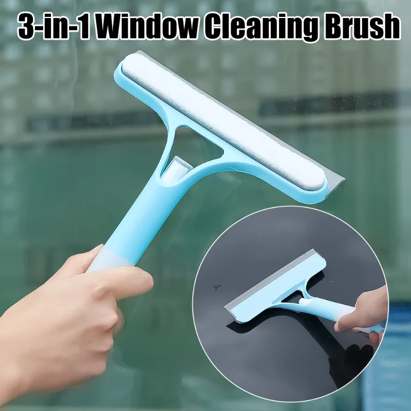 New 3 In 1 Car Windshield Window Wiper Window Clean Tools Glass Wiper Kitchen Bathroom Cleaning Brush Car Cleaning Accessories