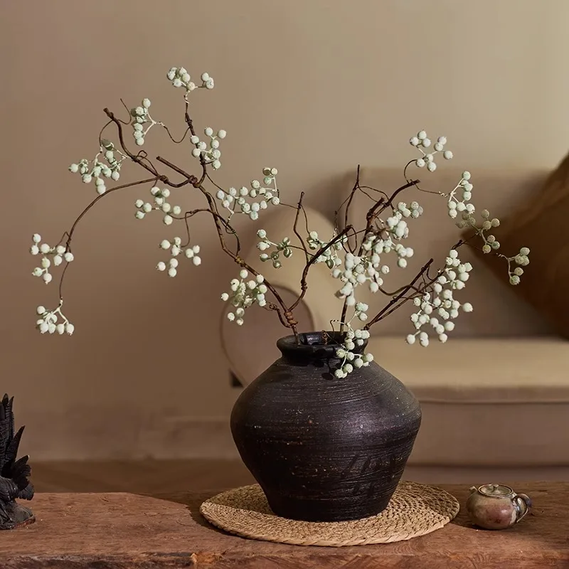 Bouquets de fleurs artificielles de 96cm, avec châtaigne de cheval séché et Branches flétries de fruits, décorations de salon d'inspiration Zen