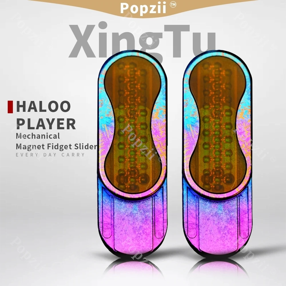

HALOOPLAYER EDC Ice Crystal Titanium Mechanical Magnet Fidget Slider Adults Stress Relief Toy Decompression Fidgeting toys