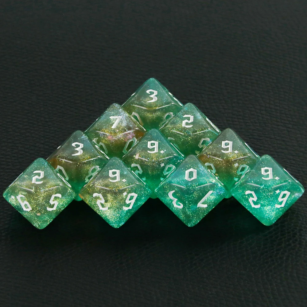 Кости Polyhedral D10(0-9), 10 шт., 10 двусторонних цветов со стрелкой для ролевых игр, набор игральных костей для доски D & D