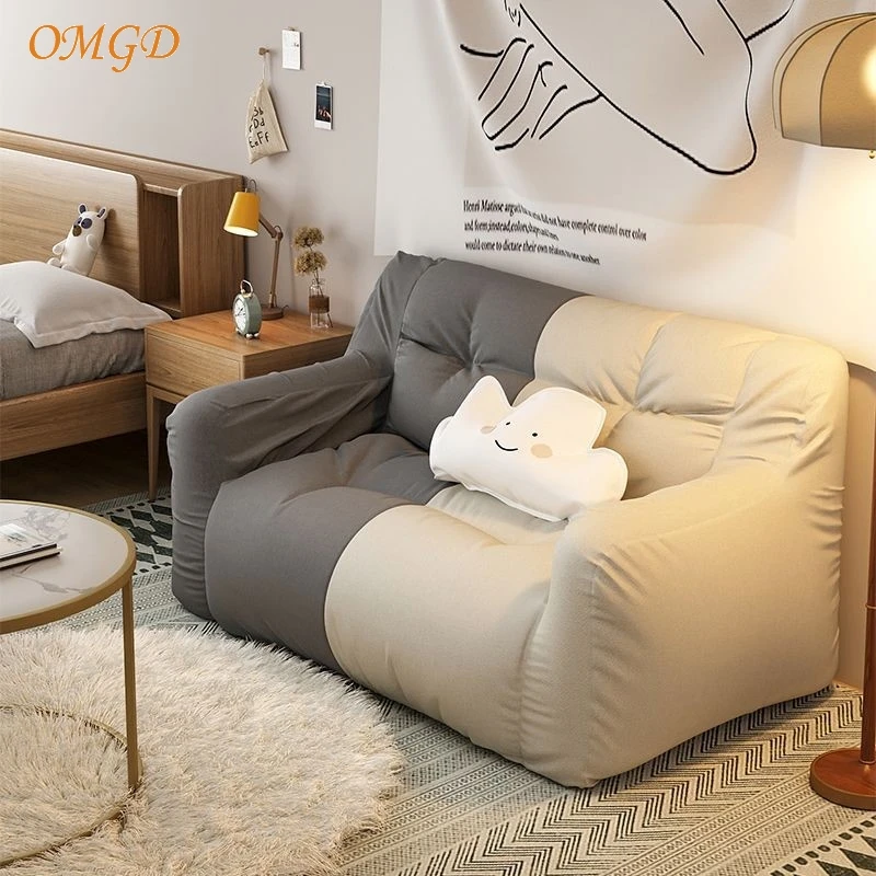 OMGD Lazy Person Sofa Can Lie And Sleep Bedroom Chaise Lounge Ins Wind Balcony Small Sofa Single Net Red Tatami Soft Sofa