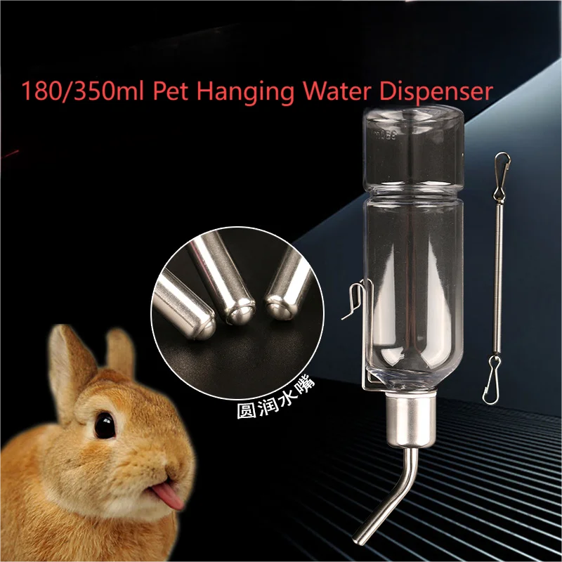 Water Bottles for Rabbit Ferret Small Bird Guinea Pigs Rats Hamster Cage Hanging Liquid Feeder for Small Animals Puppy 180/350ML