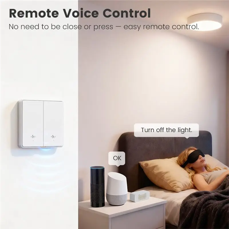 N82R Tuya WIFI Smart Light Switch con radar da 5 M Sensore di allarme di rilevamento del movimento umano Non è necessario interruttore a filo neutro