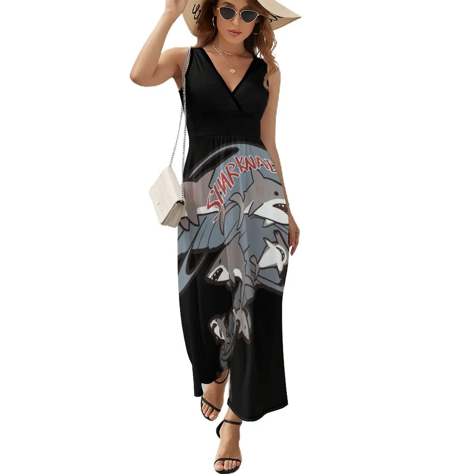 

Cute Sharknado Sleeveless Dress womans clothing long dress women