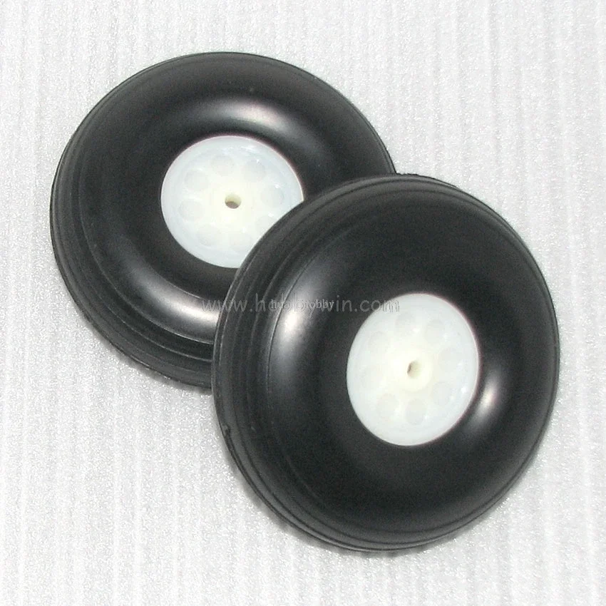 Roues en caoutchouc PU D127 * dia 5 * H46mm, avec moyeu en plastique traité, 2 pièces, pièces de train d'atterrissage d'avion modèle RC