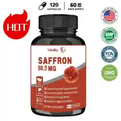 Natural Saffron Supplement - Pure Saffron Extract 88.5 mg - Made in the USA - Mood | Focus | Vision | Energy Support Eye Healt