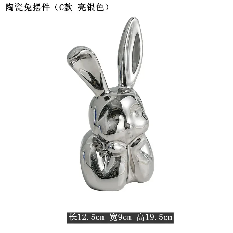 Simple Art Ceramic Cartoon Rabbit Ornament Children's Room Ornament Dining Table Crafts