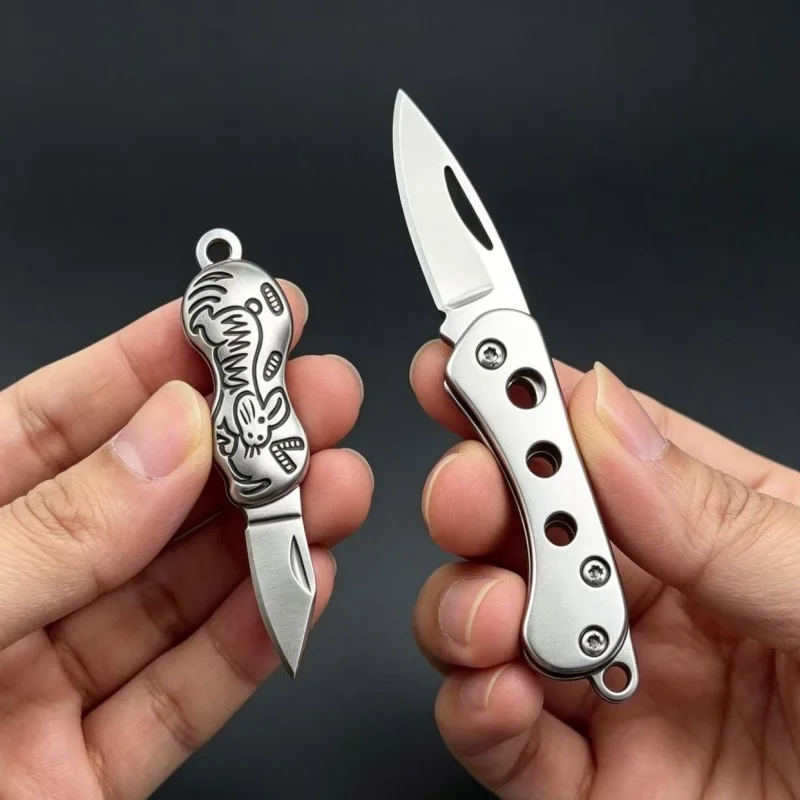 Outdoor Folding Knife, Stainless Steel Pocket Knife, Sharp Box-cutting Knife, Keychain Pendant, Ideal Gift for Daily Carry