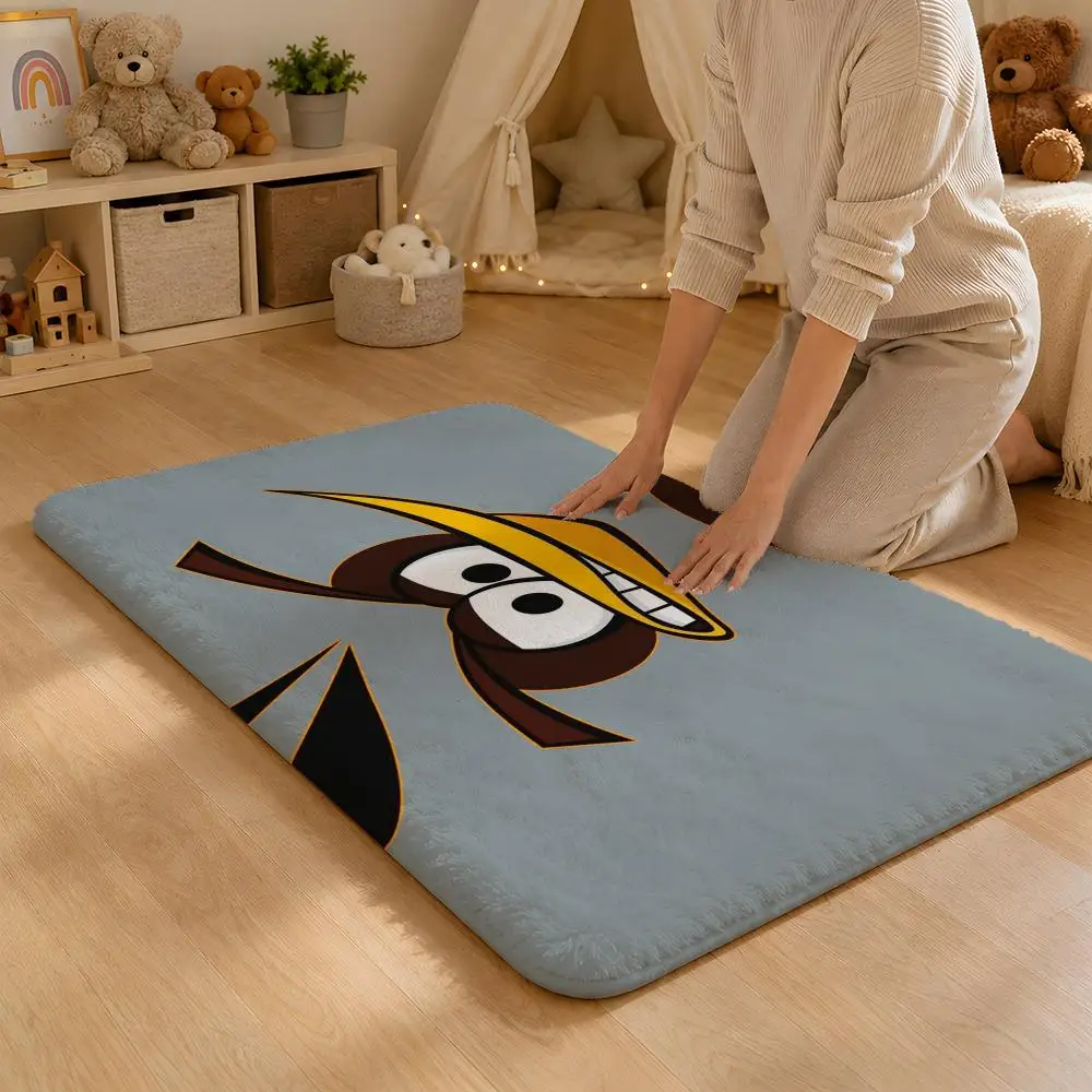 Funny A-Angry Birds Floor Mat Flannel Rug Non Slip Absorbent Soft Washable For Entryway Hallway Bathroom Kitchen Decor