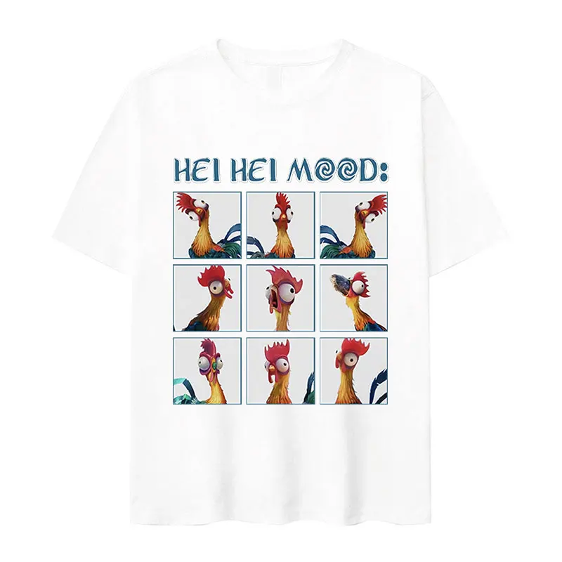 Moana Hei Hei Mood Funny Graphic T Shirt Men Women Fashion Cotton Short Sleeve T-shirts Retro O-Neck Clothing Oversized T-shirt