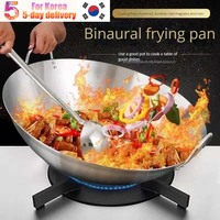 Double-ear Frying Pan Stainless Steel, Uncoated, Thicker Material Suitable For Gas Stoves, Easy To Clean.