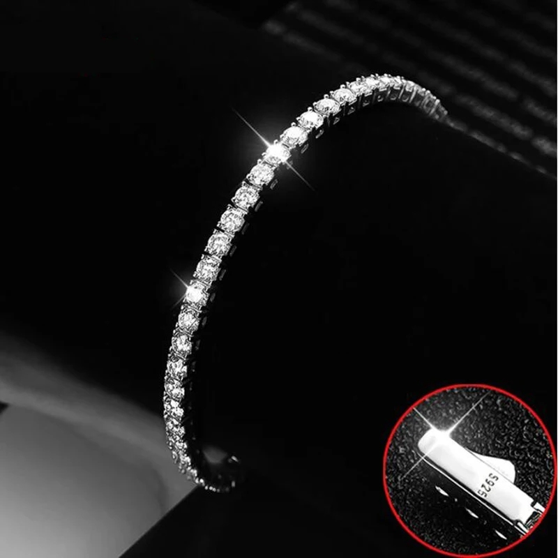 Moissanite Tennis Bracelet 925 Sterling Silver Plated White Gold Bracelet for Women Man Sparkling Party Jewelry 2023