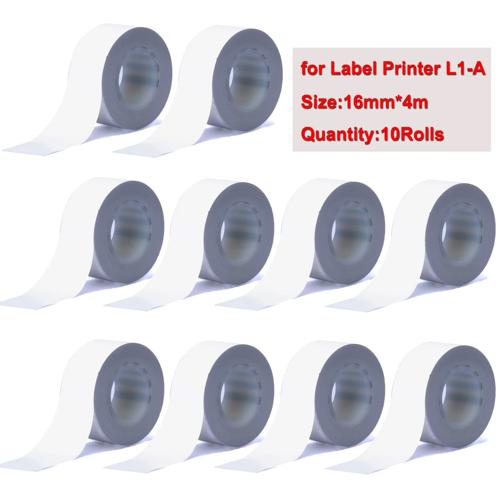 10Rolls 16mm*4m Label Tape For MakeID L1 Bluetooth Thermal Label Printer L1-A Pocket Maker Inkless Printing DIY Sticker for Home