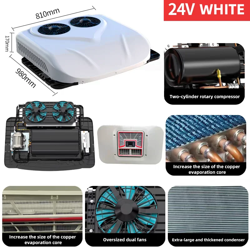 New Type 12V/24V Electric Rooftop Air Conditioning System For Camper RV & Truck Roof 12 Volt Auto Parking Air Conditioner view 3