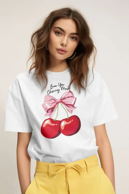 Love Cherry Female Vintage Aesthetic Graphic Tees Cute Cocktail Lover T Shirt Tequila Pepper Shirt Women Fashion Clothing