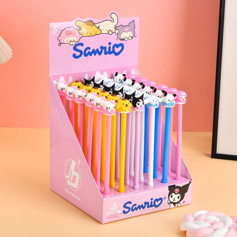 

6Pcs Sanrio Donut series Cartoon Kuromi Writing Pen Kawaii 0.5mm Quick Drying Gel Pen Student School Stationery Supplies Gifts